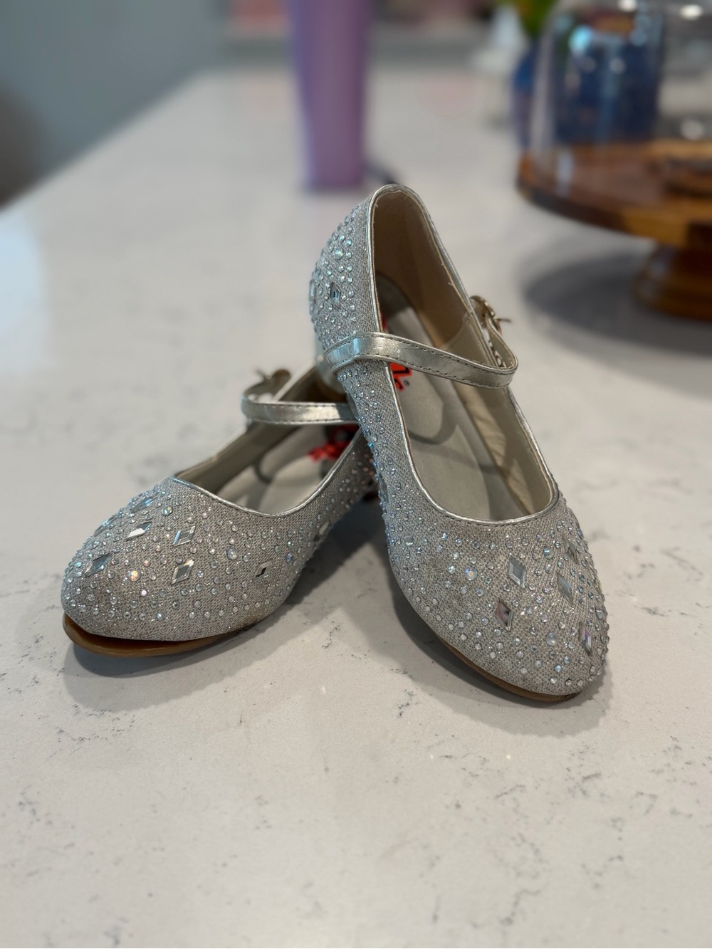 Girls Silver Sparkle Mary Jane Dress Shoes